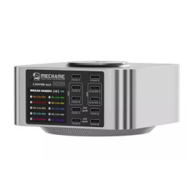 Зарядні станція з цифровою індикацією MECHANIC X-Power Max, 10*PD3.1-20W>140W, 5В3А,9В2.2A,12В1.67А,20V1.5A. Wireless Charging, 220V/300W.114*84*60mm