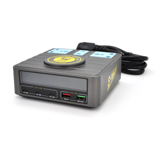 Зарядні станція з цифровою індикацією MECHANIC S-Power, 3*PD3.1-100W, QC3.0-15W, USB-A. Wireless Charging, 3*Socket, 220V/135W. 125*131*54mm