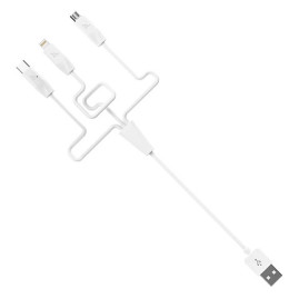 Кабель HOCO X1 USB-1 3 in 1 Micro/Iphone/Type-C, 2A, довжина 1м, White, Box