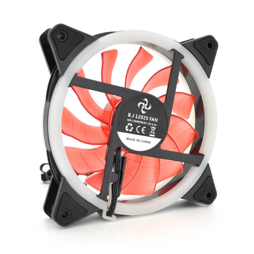 Кулер корпусний 12025 DC sleeve fan 3pin + 4pin - 120*120*25мм, 12V, 1200об/хв, Red, двосторонній
