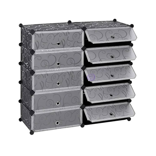 Шафа для взуття пластикова MPA2-5, 39х37х76см, Black, Box
