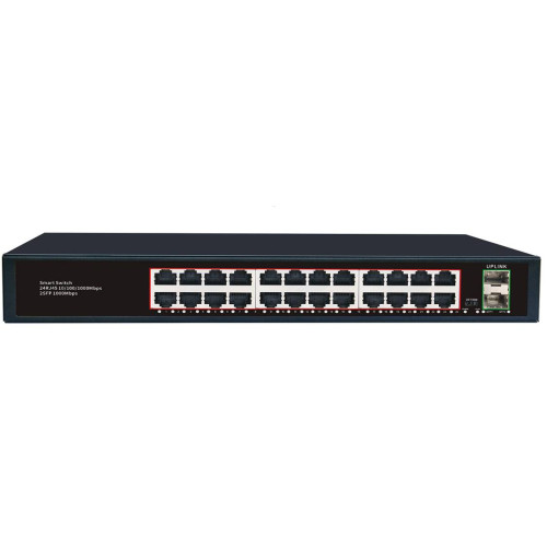 Комутатор Merlion MG1024S 24 портів RJ45 Ethernet + 2 SFP 10/100/1000 Мбіт/сек. метал AC220V.