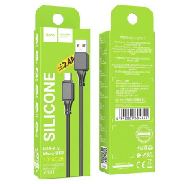 Кабель Hoco X101 Silicone, Micro-C-USB, 2,4А, довжина 1м, Black, BOX