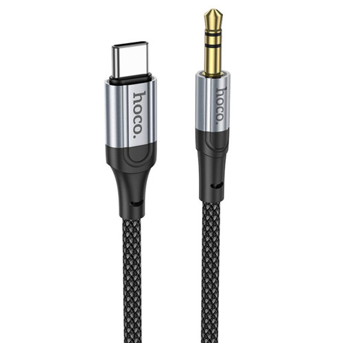 Кабель HOCO UPA26 DC3.5 (тато) => Type-C (тато), круглий в обплетенні, 1м, Black, Box