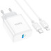 Набір СЗУ 110-240V HOCO C104A + кабель Lighting, 1xUSB-C, PD20W, кабель 1м, White, Box