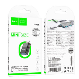 Перехідник HOCO UA36B USB3.0(F) => Type-C(M), Black, Box