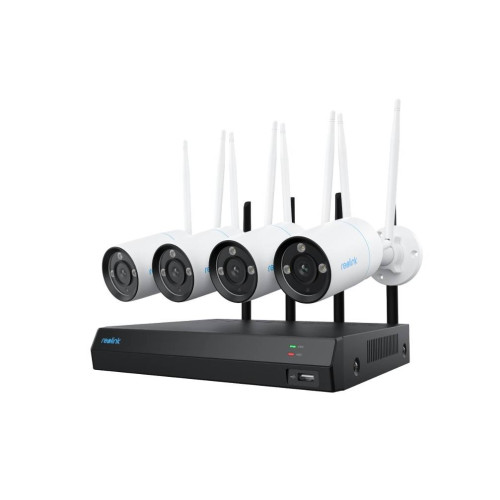 Комплект відеоспостереження з 4 вуличними 8МП WIFI камерами Reolink NVS12-8MB4W (4 вуличні WIFI камери, 4 блоки живлення, WIFI відеореєстратор з HDD 2TB)