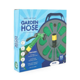 Шланг поливальний на котушці 15м + розпилювач, насадка на кран, Green, Box