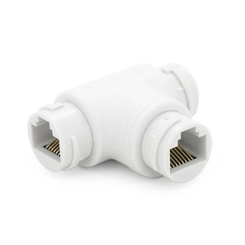 Розгалужувач RJ45 8P8C IP68 мама/2 Х мама RJ45 для розгалуження кабелю, білий, водонепроникний, Q100