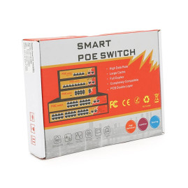 Комутатор POE з 4 портами POE 100Мбіт + 2 порт Ethernet (UP-Link) 100Мбіт, 52V/1.44A, 100/250метрів, корпус - метал, Black, БП вбудований, Q20