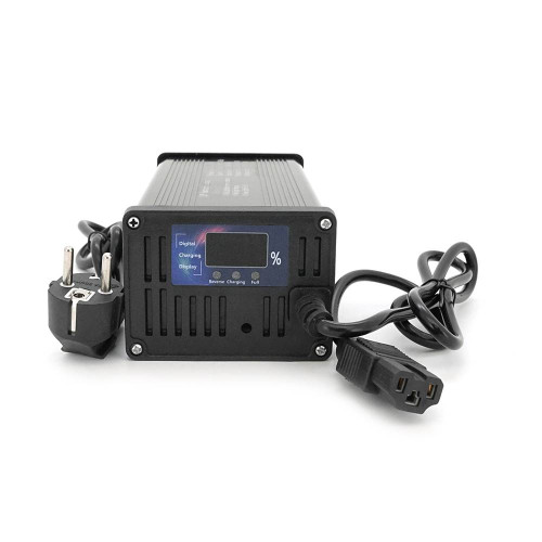 Зарядний пристрій для акумуляторів LiFePo4 48V(58,4V),16S,10A, штекер Triangle plug (T-tipe/C13/IEC). індикація, 220х122х86mm, 1.5kg