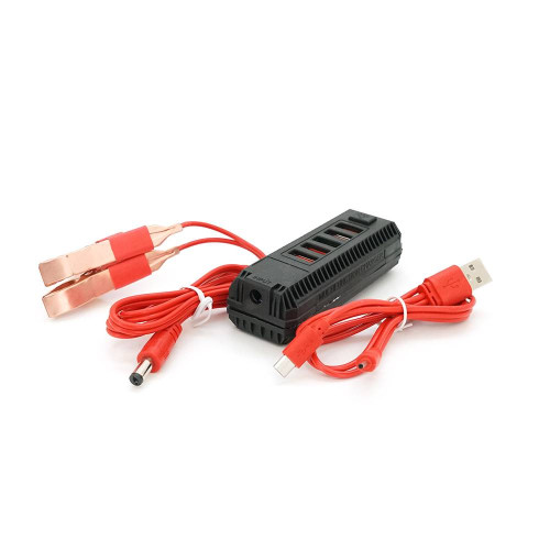 Портативний HUB із крокодилами на 5*USB2.0 (2.4A), живлення 12В, Black, Box