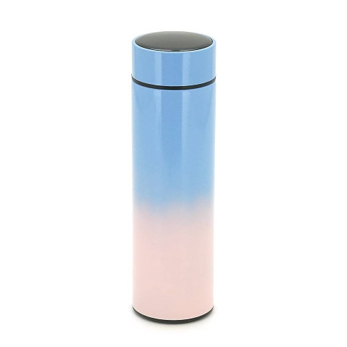 Термос для чаю Merlion SUS-304E-W із нержавіючої сталі, цифровий термометр, 230*65мм, об'єм 500 мл., 400гр. синьорозовий