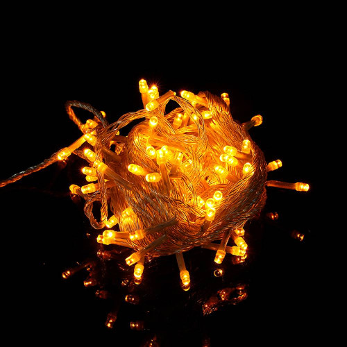 Гірлянда 100LED (Діод) Yellow, 10 метрів, 8 режимів, прозора ізоляція