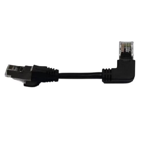 Патч-корд литий UTP, RJ45(прямий/кутовий), неекранований, UTP5e 0.13m,patch D=4.9mm AWG26 1x90°CU,чорний, Q200