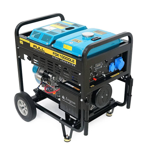 Дизельний генератор FULL FDK10000LE, 1-фазний 230V, 50Hz, 9.4kVA/7.5kW, бак 12,5 л, витрата 2 л/год, ручний/стартер (без АКБ), 700х510х620 мм, 124 кг