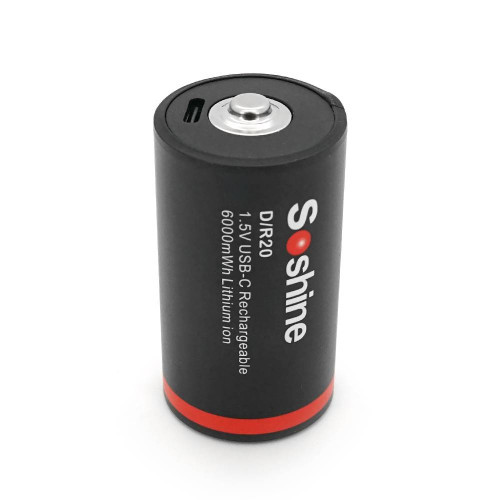 Акумулятор Soshine D-1.5-6000USB, D/LR20, Li-Ion 1.5V, USB-C, 6000mWh, 1.8A