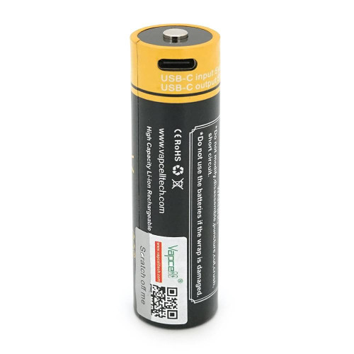 Акумулятор 21700 Li-Ion Vapcell P2160B, 6000mAh, 10A, 3.6V (2.5-4.2V), USB type-c, 2 шт. в упаковці, ціна за 1 шт