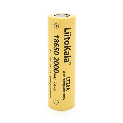 Акумулятор 18650 Li-Ion LiitoKala Lii-LT20A, 2000mah (1900-2000mah), 3.7V (2.75-4.2V), Yellow