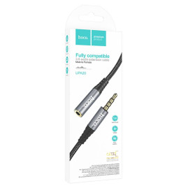 Подовжувач HOCO UPA20 DC3.5 тато-мама 1.0м, GOLD Stereo Jack, (круглий) Black cable, Box