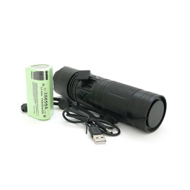 Ліхтар пошуковий BP-W920 LED PM60, Zoom, 4 режими, індикація заряду, живлення від 3*18650, IP65, кабель USB, 210х100х70мм, 0,570кг, Black, BOX