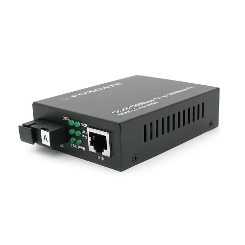 Медіаконвертер FOXGATE EC-Q-1G-1SM-1310nm, 1310 WDM, 1x10/100/1000 Base-Tx, одноволоконний Full/Half duplex, SC 20km (0+70°C), + блок живлення 5V 1A