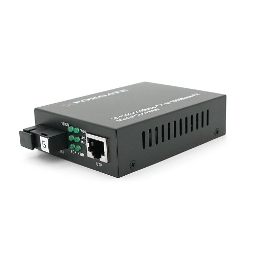 Медіаконвертер FOXGATE EC-Q-1G-1SM-1550nm, 1550 WDM, 1x10/100/1000 Base-Tx, одноволоконний Full/Half duplex, SC 20km (0+70°C), + блок живлення 5V 1A