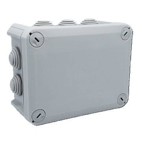 Коробка розподільна герметична/зовнішня 150х115х65мм; IP66 пластик; (РР) 10 гермовводів; біла/сіра