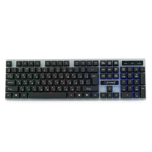 Клавіатура USB XSTRIKE XS-1080, довжина кабелю 135см, RGB підсвічування, Eng/Укр/Рус, 445х145х35 мм, Black/White, 104к, Q20