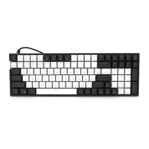 Механічна клавіатура USB XSTRIKE XS-1030, довжина кабелю 150см, RGB підсвічування, Eng/Укр/Рус, 395х150х45 мм, Black/White, 100к, Q20