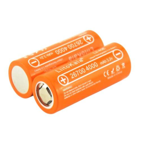 Аккумулятор 26700 Lifepo4 LiitoKala Lii-40E, 4000mah （4100-4200mah）, 3.2V (2.75-4.2V), Orange, 71mm x 26.5mm, цена за 1 шт