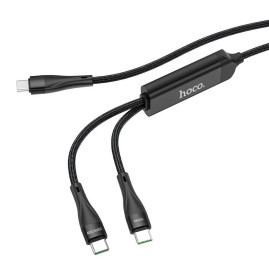 Кабель Hoco U102, Type-C-2Type-C, 100W, такневе обплетення, довжина 1,5м, Black, BOX