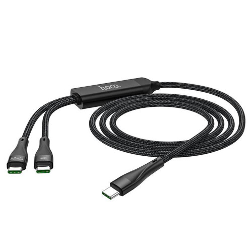 Кабель Hoco U102, Type-C-2Type-C, 100W, такневе обплетення, довжина 1,5м, Black, BOX