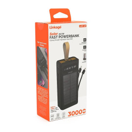 Power bank Linkage LKP-46, Solar 30000mAh, 22.5W, Кабелi Туре-С+Lighting, 0.70 kg, Black, Box