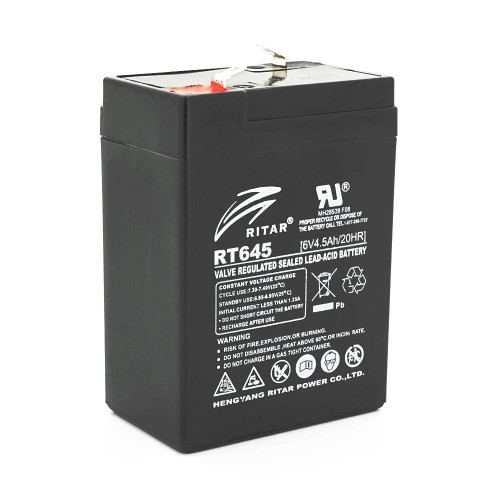 Акумуляторна батарея AGM RITAR RT645, Black Case, 6V 4.5Ah (70х47х99 (105)), 0.864kg Q20 (2022 рік)