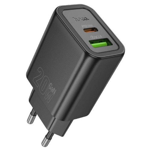 СЗУ HOCO N61 110-240V, PD20W+Q3.0,USB+Type-C, Black, Blister