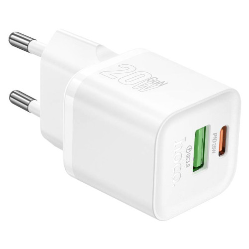 СЗУ HOCO N65 110-240V, PD20W+Q3.0,USB+Type-C, White, Blister