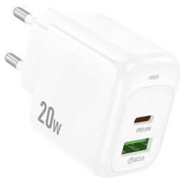 СЗУ 110-240V HOCO CS54A, 1xUSB, 1xUSB-C, PD20W, White, Blister
