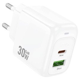 СЗУ 110-240V HOCO CS55A, 1xUSB, 1xUSB-C, PD30W, White, OEM