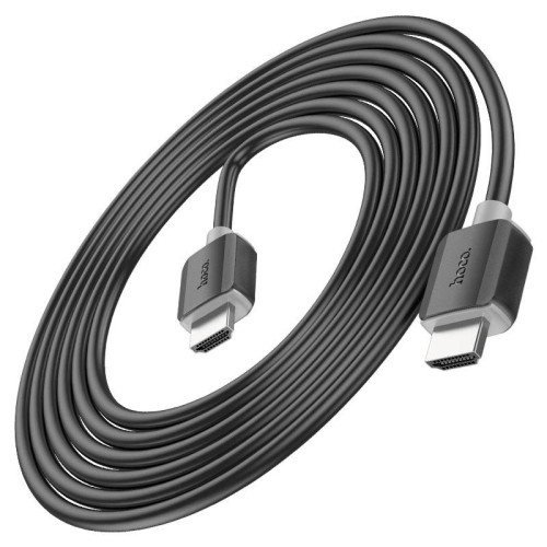 Кабель HOCO HDMI-HDMI 4Kx2K Ultra HD, 3m, v2,0, круглий Black, конектор Black, Blister
