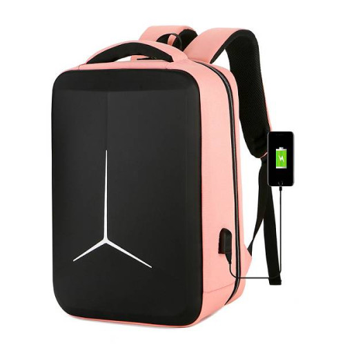 Рюкзак для ноутбука 15.6", TT-2020-2P, матеріал нейлон/полієстр/тканина оксфорд, вихід під USB-кабель, 20-35L, рожевий, Q25