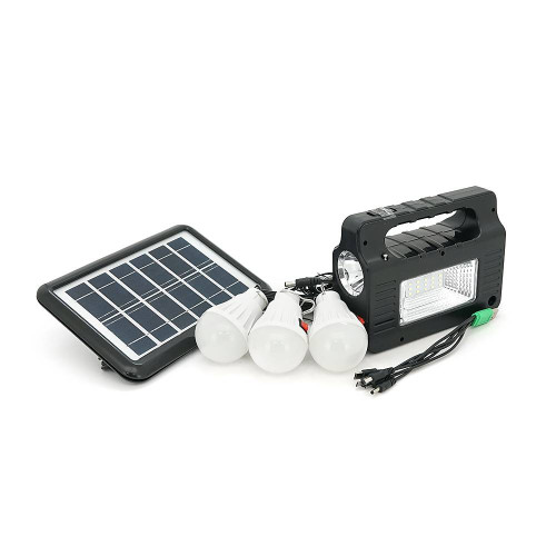 Переносний ліхтар EP-0138 + Solar, Функції: PowerBank, FM радіо, USB/TF, Bluetooth, АКБ 3,7V/3600mAh, 3 виносні лампочки 3W, 183х64х135мм, Box
