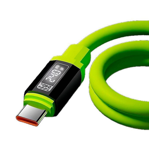 Кабель USB to Type-C (male to male), Підтримка SCP, QC3.0, PD до 240Вт, 480Mbps, довжина 1.0м, обплетення,Green, Box
