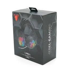 Комплект миші та навушники Jedel CP06. Навушники: φ50 мм, мікрофон, RGB, кабель 2.0 м. Миша: DPI 800/1200/1600/2000, RGB, кабель 1.5м. Black. Box