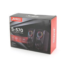 Колонки 2.0 JEDEL S-570 USB+3.5mm+Bluetooth, 2x3W, 30Hz-16KHz, з LED підсвічуванням, 180х95х90 мм, Black, BOX