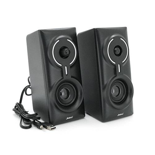 Колонки 2.0 JEDEL S-570 USB+3.5mm+Bluetooth, 2x3W, 30Hz-16KHz, з LED підсвічуванням, 180х95х90 мм, Black, BOX