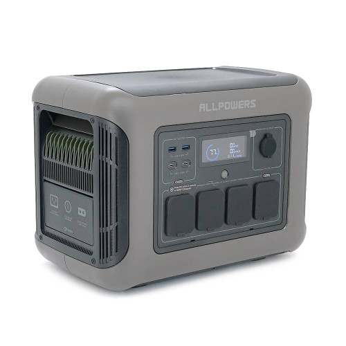 Power station ALLPOWERS R1500 LITE APP Control, Wi-Fi, Bluetooth, 1600W, 1056Wh LiFePO4 3500Cycles, MPPT 650w max, CAR port, DC12/24V, 4хAC 220V, 2xUSB-TYPE-C 100W, 2xUSB-A 18W, XT60, wireless 2*30W, Fast charge 60min, 413×312×265mm, 16,7kg