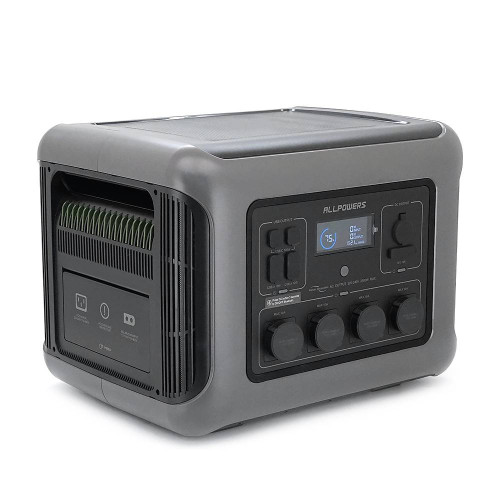 Power station ALLPOWERS R2500 APP Control, Wi-Fi, Bluetooth, 2500W, 2016Wh LiFePO4 3500Cycles, MPPT 1000w max, CAR port, DC12/24V, 4хAC 220V, 2xUSB-TYPE-C 200W, 2xUSB-A 18W, 2xUSB-A 36W, XT60, wireless 15W, Fast charge 60min, 456×360×346mm, 29kg