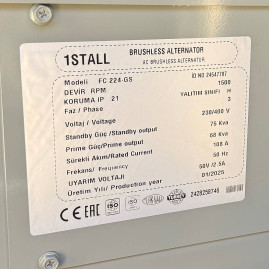 Дизельний генератор OYAL OYY-75 YANG DONG Y4EZLD 75KVA/60KW, Альтернатор OYL224G, AVRSX460, витрата 75% навантаження - 10,5 літрів/год, 230/400 В, 50 Гц (AVR+ATS) 2400*1000*1500 мм, 1100 кг, 170 л