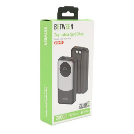 Power bank BETWEEN BTW-P6 20000mAh, 22.5W, 2 кабелі: Type-C+Lighting, Black, 460g, Box